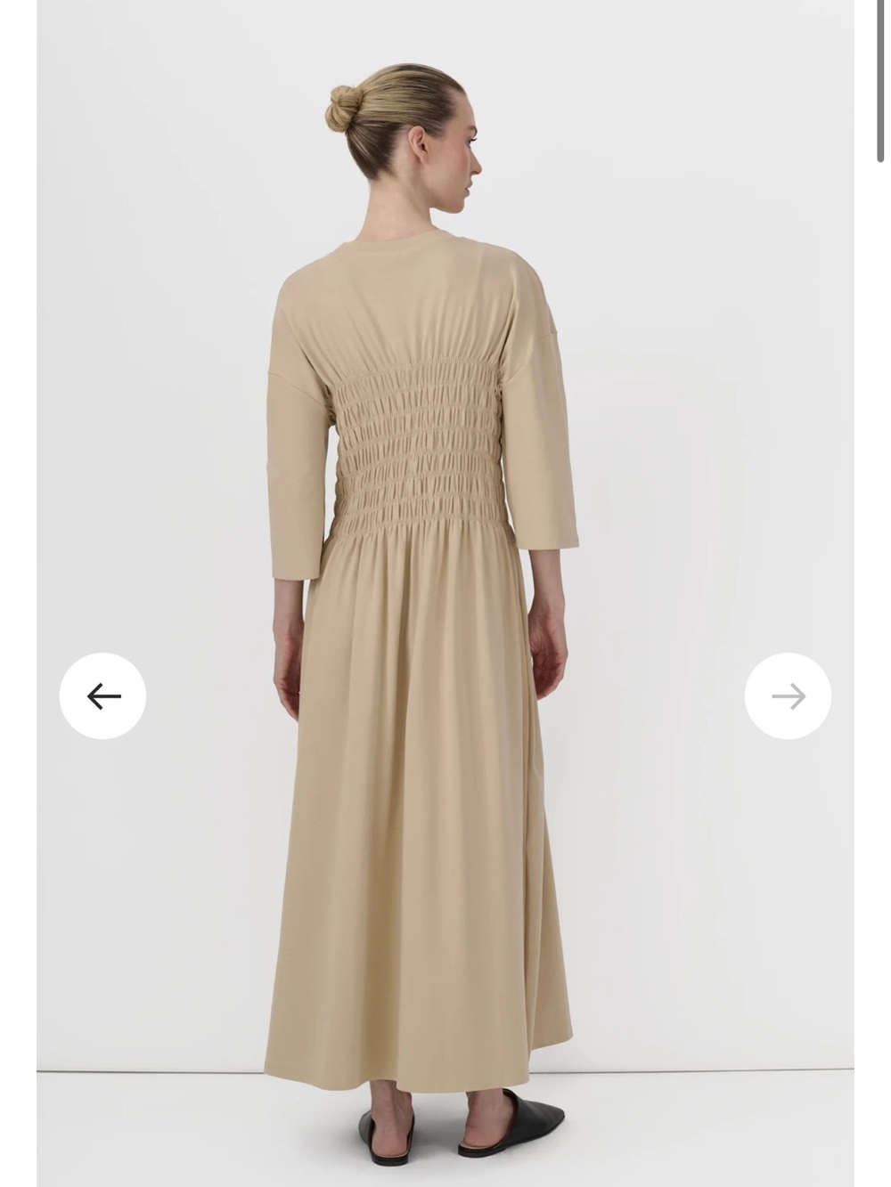 Beige Smocked Maxi Dress - Women